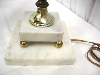 Brass Lamp With Marble Base Victorian Shade Fox Hunters  