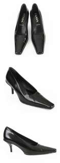 22098 auth PRADA black glazed leather Pumps Shoes ~ 40  