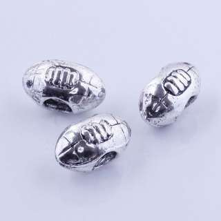 Wholesale Silver Tone Football/Rugby Ball Charm Beads Fit European 
