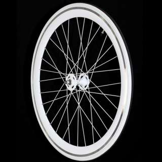 Fixie Single Speed Road Bike Track Wheel Wheelset Deep V + Tyres White 
