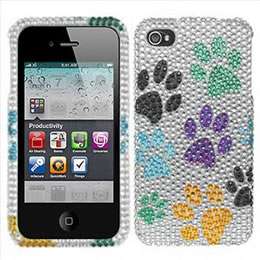 For Apple iPHONE 4 4S Full Diamond Case Silver Crystal Bling Cell 