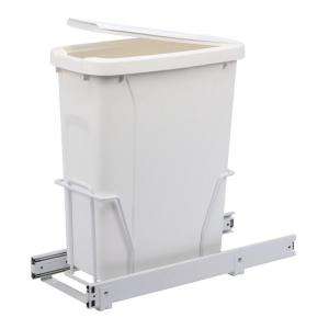 Real Solutions Single 20 Qt. White Trash Bin With Lid and Pull Out 