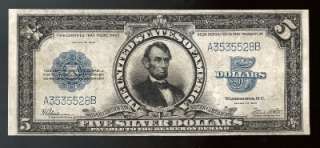 1923 $5.00 Silver AKA Lincoln porthole note  Fr282 Beauty  