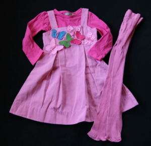 Lola et Moi Butterfly Dress Pink Shirt Tight 2 3 2T 3T  