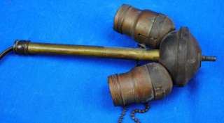   Old Antique Victorian Lamp Light Dual Socket & Post Part Meteor  