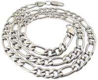 SOLID STAINLESS STEEL SILVER TONE HIGH POLISHED MENS FIGARO NECKLACE 