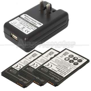 3X 1500mAh New Battery + Charger For HTC DESIRE Z G2  