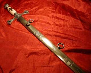 RARE Old 1850s Masonic KNIGHTS TEMPLAR SKULL TOMB SWORD Medieval 