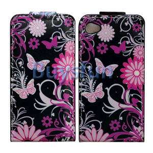 BUTTERFLY FLIP VERTICAL LEATHER CASE COVER for IPHONE 4 4G 4S & screen 