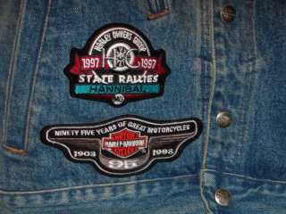 Harley Davidson Jean Jacket & Vest Ensemble W/LOTS OF HARLEY PATCHES 