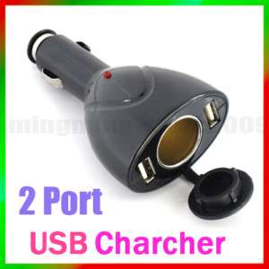 Dual 2 Port USB Car Charger + Extra 12V Outlet #771  