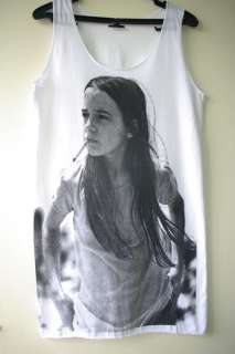 Kate Moss Hippie Girl Smoking Indie Rock Tank T Shirt S  