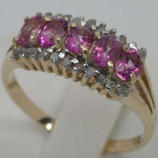 53 CTS 14K SOLID YELLOW GOLD NATURAL PINK TOURMALINE CLUSTER BAND 