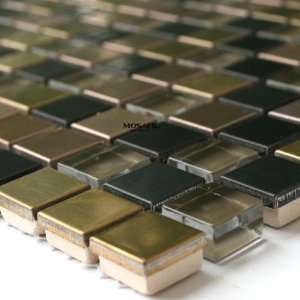  Mosaik Fliesen Schwarz Gold Bronze Mix   1 Matte  Baumarkt