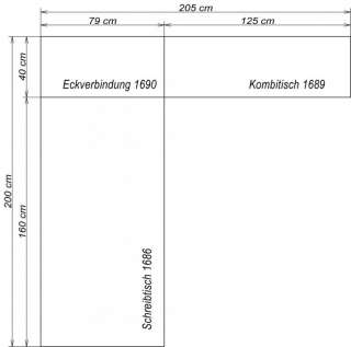 ECKSCHREIBTISCH WINKELKOMBINATION GLEN ANTHRAZIT NEU  