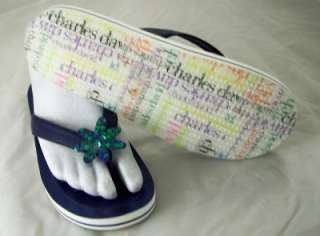 Charles David Womens Boogie Thongs Blue Sandals 9M New  