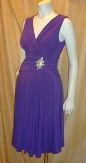 New Purple Vneck Gathered Dress 2X Rhines Formal Plus  