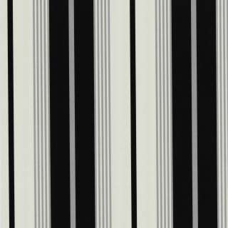 42058 10 Tapete Vlies Uni Streifen schwarz weiß silber  