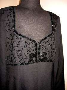 Liz Claiborne NIGHT black Sequin long formal dress 12  