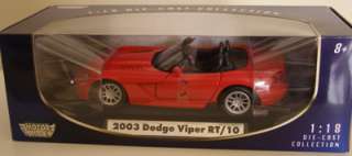 2003 DODGE VIPER RT/10 MOTOR MAX   DIE CAST MODEL 118  