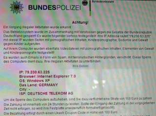 Bundespolizei BKA Ransom Gema Trojaner und Virus Entfernung in 