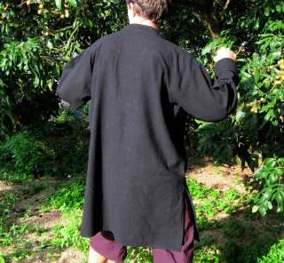 Long and Large Chinese Cotton Jacket in Black size 2XL  