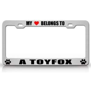 MY HEART BELONGS TO A TOYFOX Dog Pet Steel Metal Auto License Plate 
