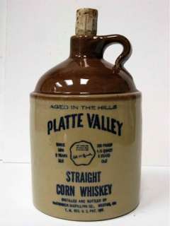   Jug Crock Platte Valley Corn Whiskey 4/5 Quart #168 68 USA  