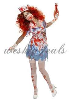 Womens Zombie Nurse Scary Evil Halloween Fancy Dress Costume Outfit 