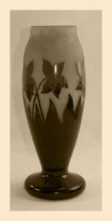   seltene große Art Deco Vase Blumendekor Degué signiert 