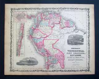 1861 JOHNSON & WARD. Chile Venezuela Ecuador Peru Boliv  