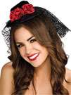 Mini Gothic Black Hat with Red Rose
