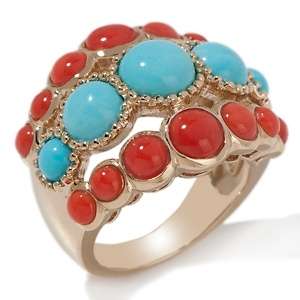 Heritage Gems Sleeping Beauty Turquoise and Momo Coral Vermeil Ring at 