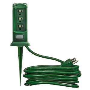 Outdoor Christmas Light Power Yard Stake   12 ft. Cord   Plug in 3 