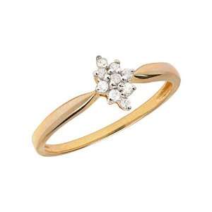  14K Yellow Gold Diamond Cluster Ring (Size 4.5) Jewelry