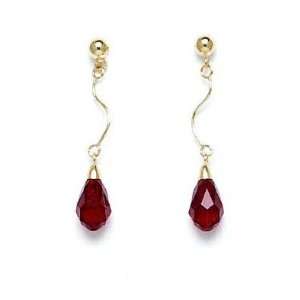   Yellow 9x6 mm Briolette Garnet Red Crystal Drop Earrings   JewelryWeb