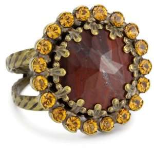 Sorrelli Maple Syrup Opaque Multi Colored Crystal Adjustable Ring