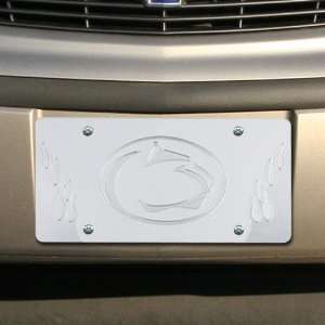   Satin Mirrored Flame License Plate 