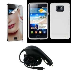 SAMSUNG GALAXY S 2 II I9100 CLEAR WHITE SILICONE CASE, OEM CAR CHARGER 