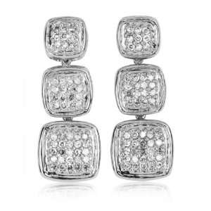  ctw Round Cut Diamond Embellished Triple Square Drop Earrings Jewelry