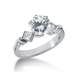  0.85 Ct Diamond Engagement Ring Princess Bezel Three Stone 