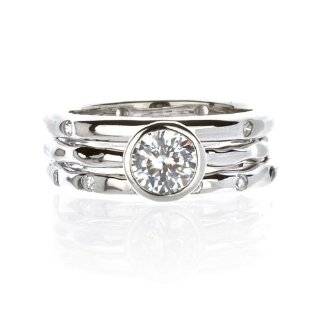    Round Bezel Set Solitaire CZ 14k Solid White Gold Ring Jewelry