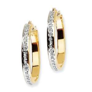   14k White Gold Diamond Fascination Oval Hinged Hoop Earrings Jewelry