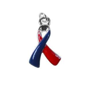   , Enameled, Red & Blue Awareness Ribbon Charm, Qty.1 