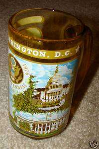 WASHINGTON DC 1776 1976 Bicentennial Glass Stein Mug  