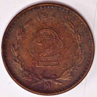 1941 2 Centavos Bronze Coin of Mexico  