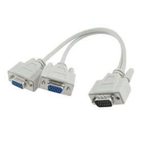   PC to 2 VGA SVGA Monitor Y Splitter Cable Lead 15 Pin Electronics