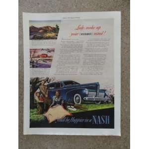  1940 Nash,Vintage 40s full page print ad (blue car/family 
