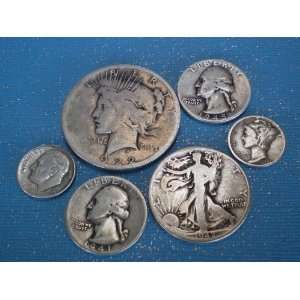 Peace Silver Dollar Coin Lot (2 oz.) with Walking Liberty Half Dollar 