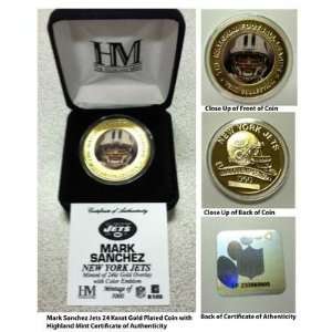 Mark Sanchez NY Jets LimED 24 Karat Gold Overlay Photo Emblem Coin 